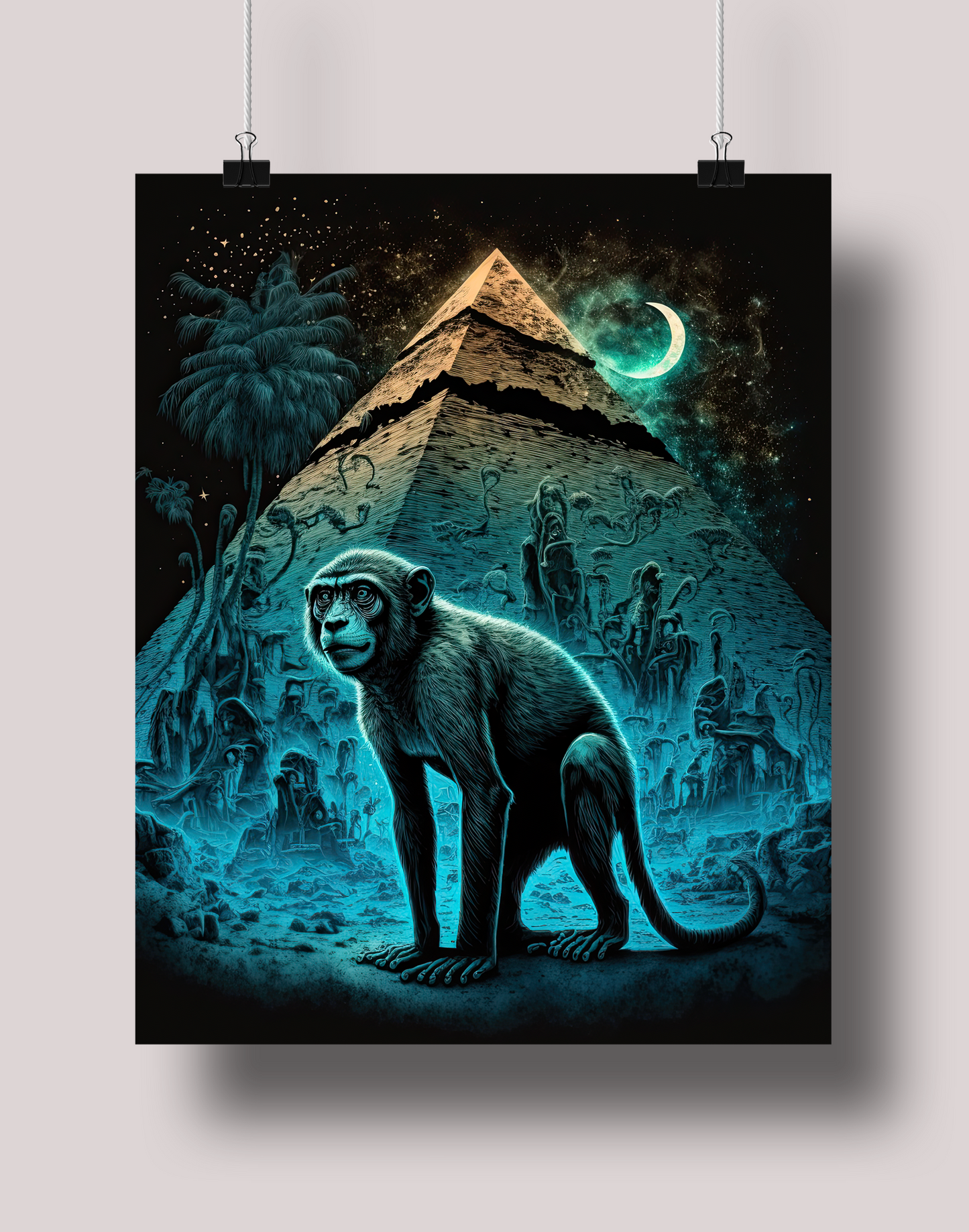 Egyptian Monkey: Museum-Grade Poster - Tropland Universe