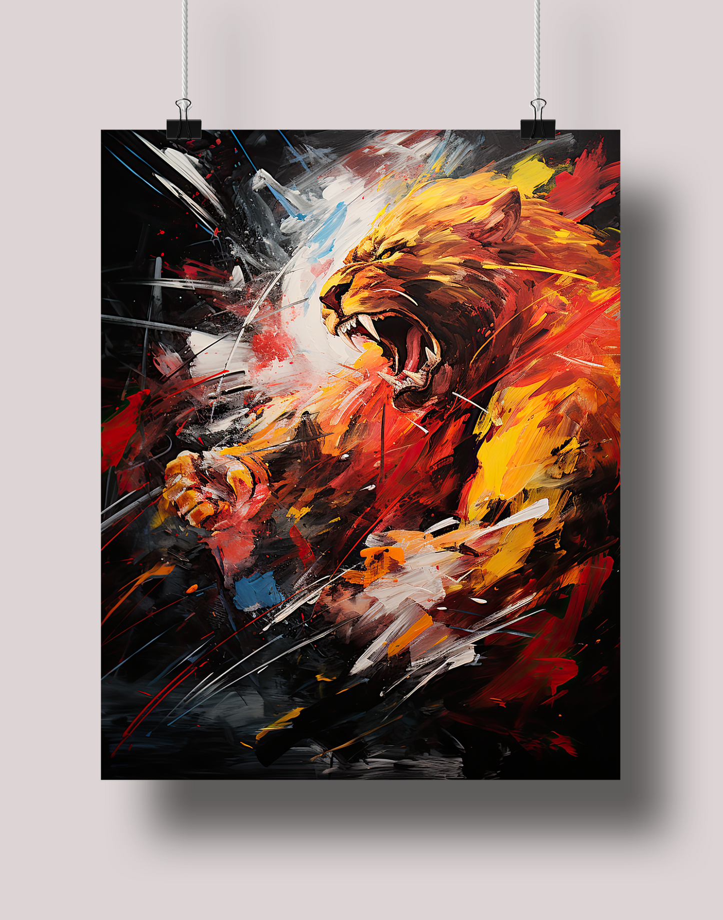 Lions Fighting: Museum-Grade Poster - Tropland Universe