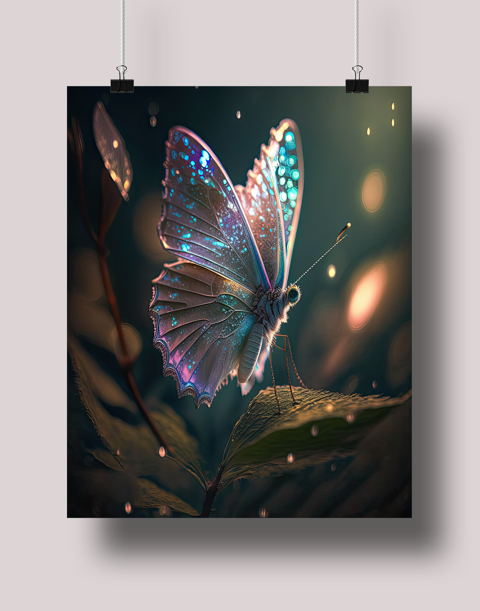 Holographic Iridescent Butterfly: Museum-Grade Poster - Tropland Universe