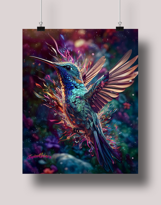 Mystical Hummingbird: Museum-Grade Poster - Tropland Universe