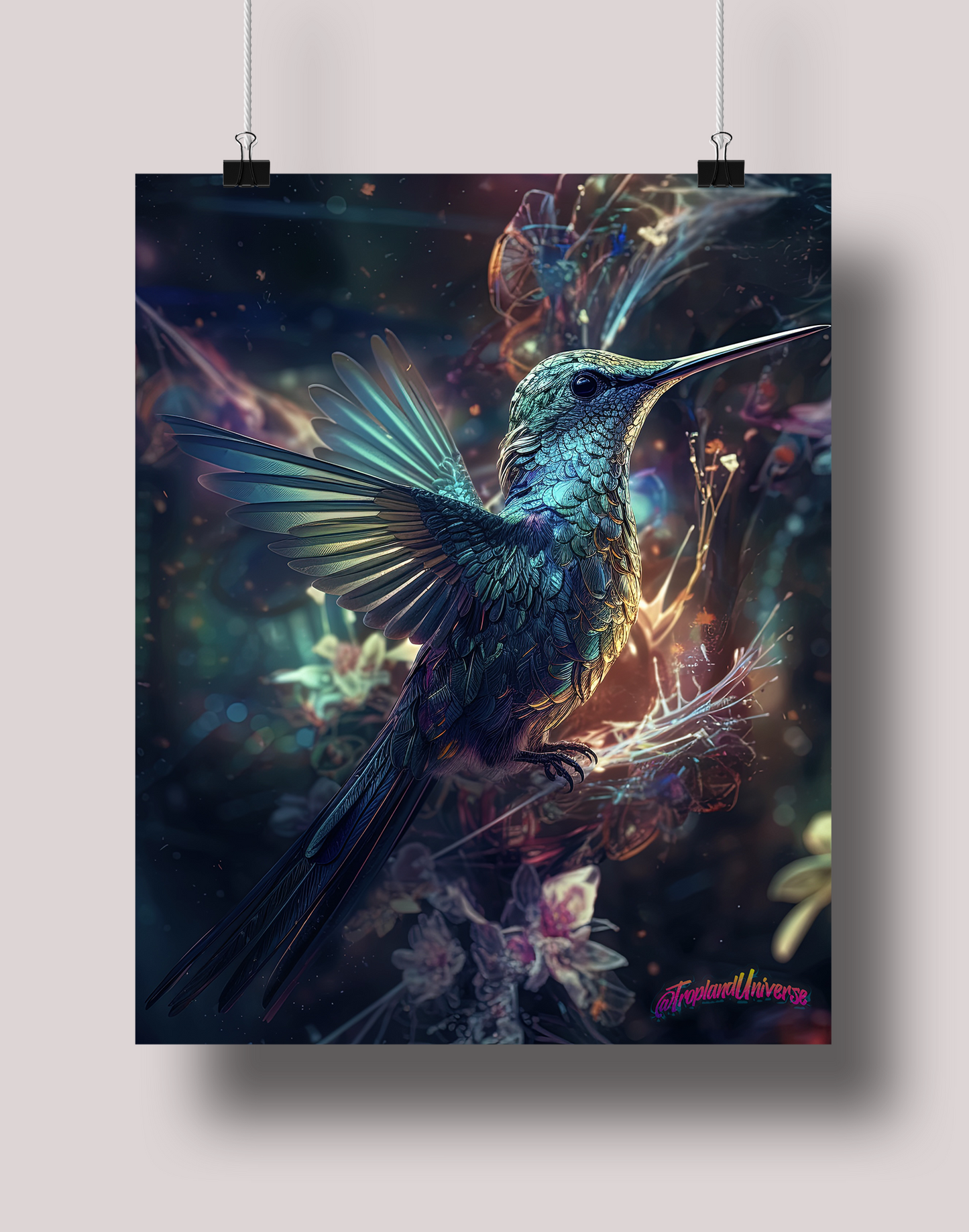 Mystical Hummingbird: Museum-Grade Poster - Tropland Universe